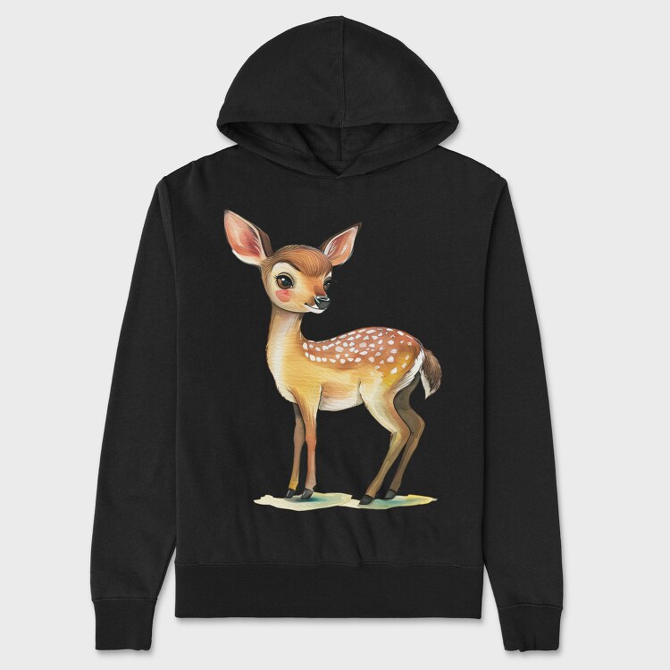 Whimsical Fawn Watercolor, Hanorac Oversize Barbati (Unisex)