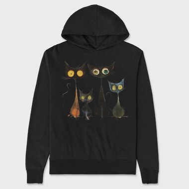 Whimsical Feline Family, Hanorac Oversize Barbati (Unisex)