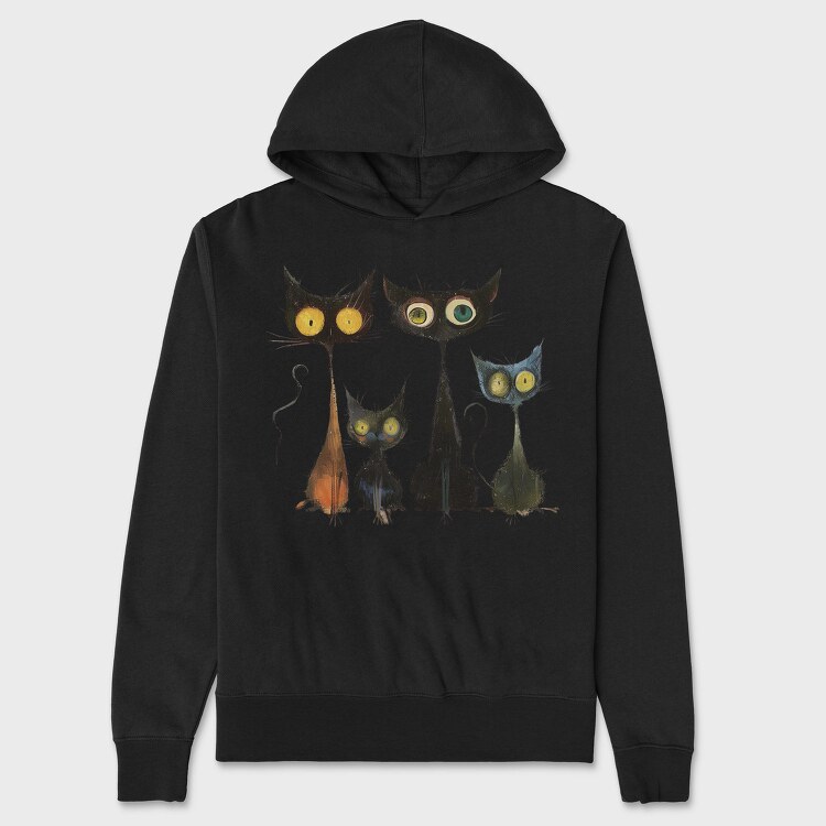 Whimsical Feline Family, Hanorac Oversize Barbati (Unisex)
