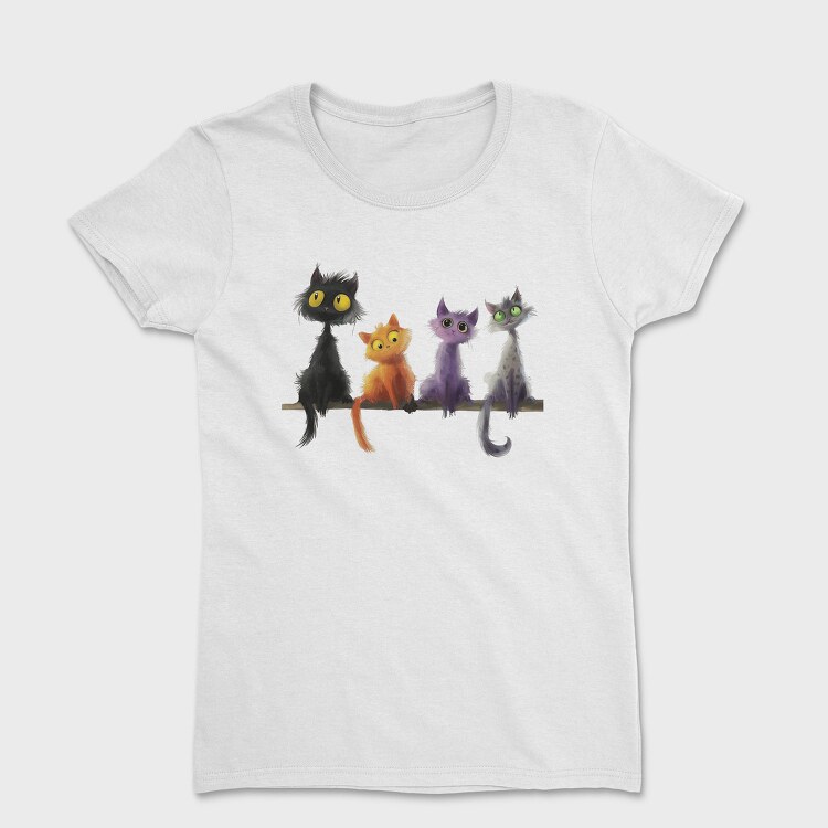 Whimsical Feline Friends, Tricou Femei