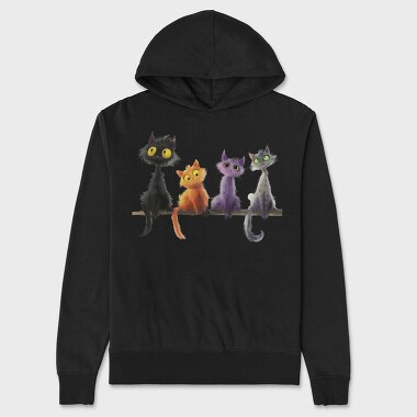 Whimsical Feline Friends, Hanorac Oversize Barbati (Unisex)