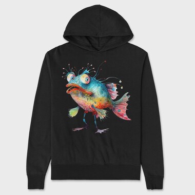 Whimsical Fish Monster, Hanorac Oversize Barbati (Unisex)