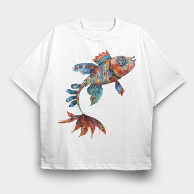 Whimsical Fish Tail, Tricou Oversize Barbati (Unisex)
