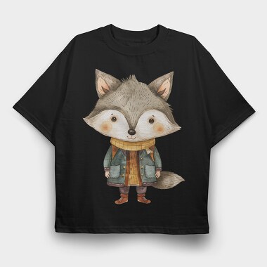 Whimsical Fox Coat, Tricou Oversize Barbati (Unisex)