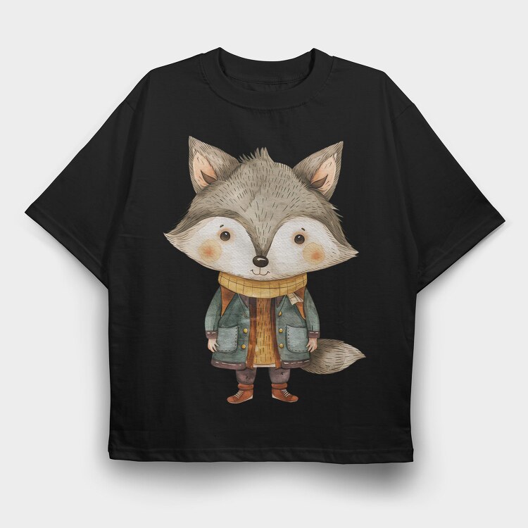 Whimsical Fox Coat, Tricou Oversize Barbati (Unisex)