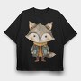 Whimsical Fox Coat, Tricou Oversize Barbati (Unisex)