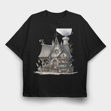 Whimsical Gothic House, Tricou Oversize Barbati (Unisex)