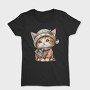 Whimsical Kitten Hat, Tricou Femei