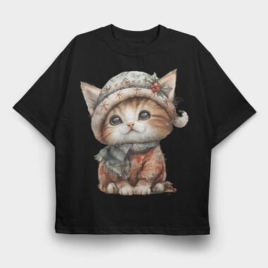 Whimsical Kitten Hat, Tricou Oversize Barbati (Unisex)