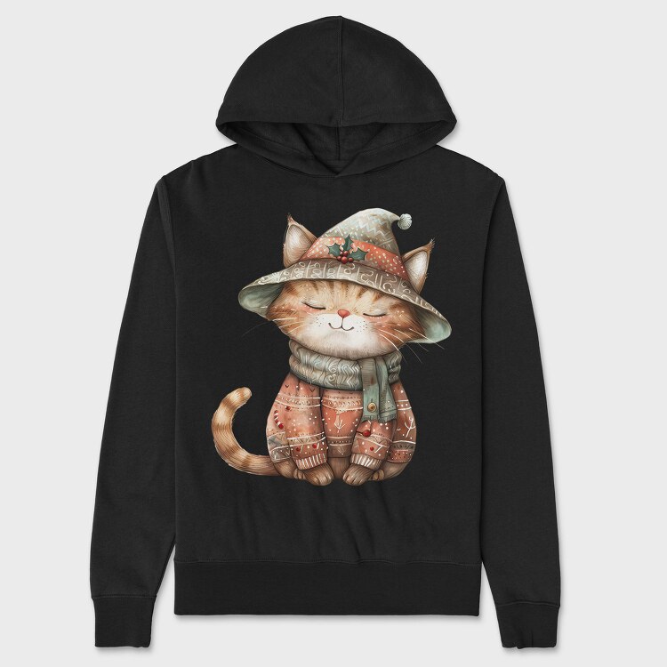 Whimsical Kitty Christmas, Hanorac Oversize Barbati (Unisex)