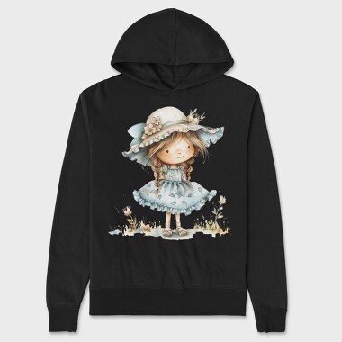 Whimsical Vintage Girl, Hanorac Oversize Barbati (Unisex)