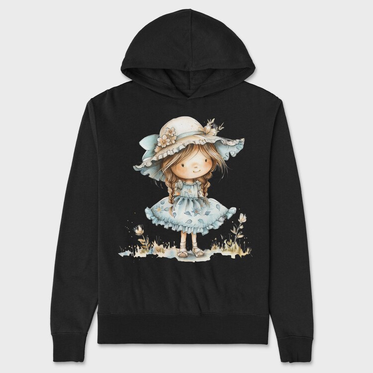 Whimsical Vintage Girl, Hanorac Oversize Barbati (Unisex)