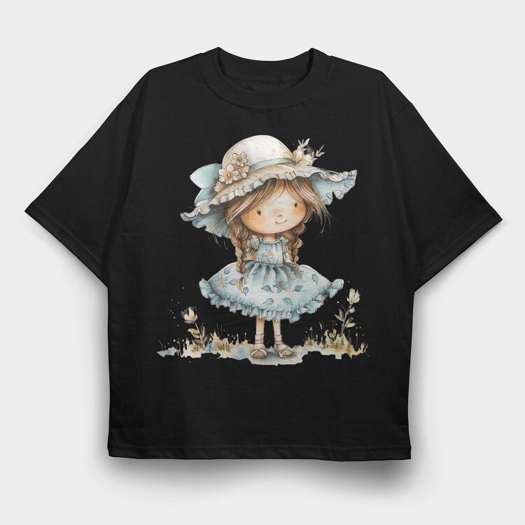 Whimsical Vintage Girl, Tricou Oversize Barbati (Unisex)
