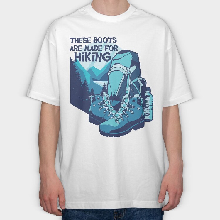 Boots For Hiking, Tricou Oversize Barbati (Unisex)