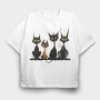 Whiskered Feline Group, Tricou Oversize Barbati (Unisex)