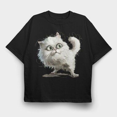 White Cat Sublimate, Tricou Oversize Barbati (Unisex)