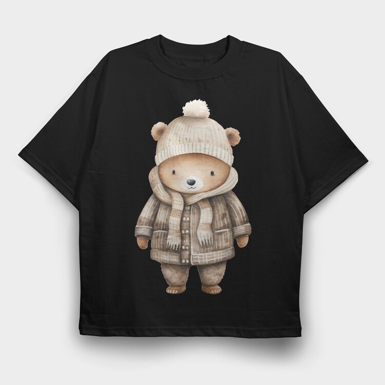 Winter Bear Coat, Tricou Oversize Barbati (Unisex)