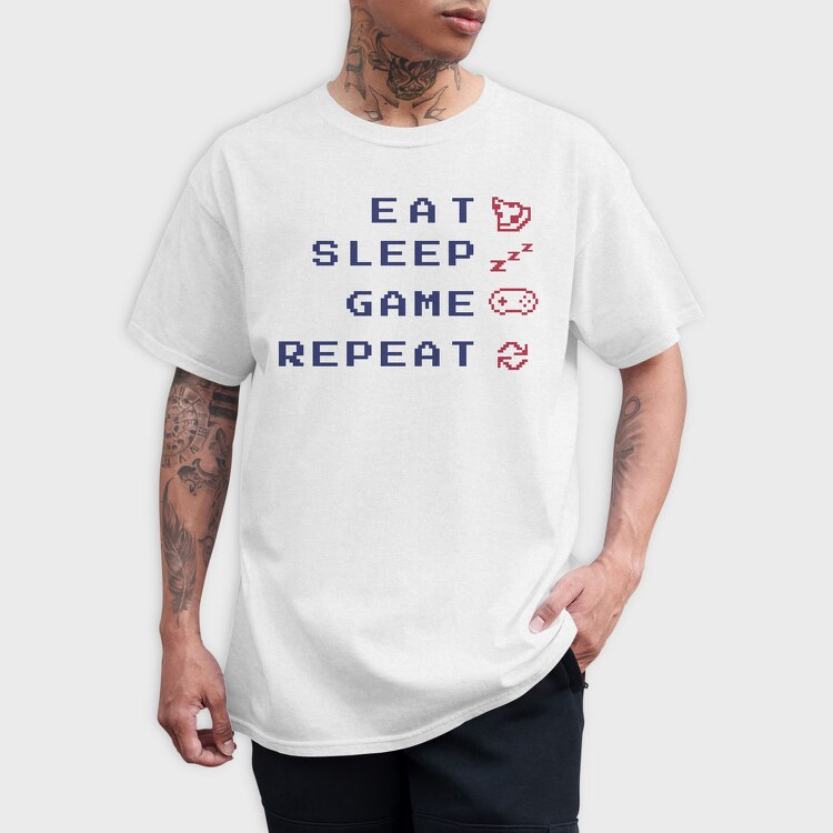 Eat Sleep Game Quote Gamer, Tricou Barbati (Unisex)