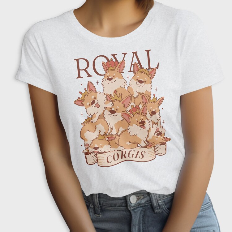 Corgi Dogs With Crowns Royal, Tricou Femei