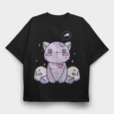 Pastel Goth Stuffed Cat, Tricou Oversize Barbati (Unisex)