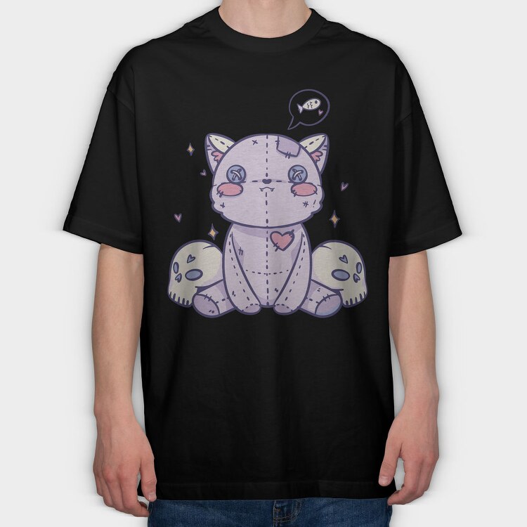 Pastel Goth Stuffed Cat, Tricou Oversize Barbati (Unisex)