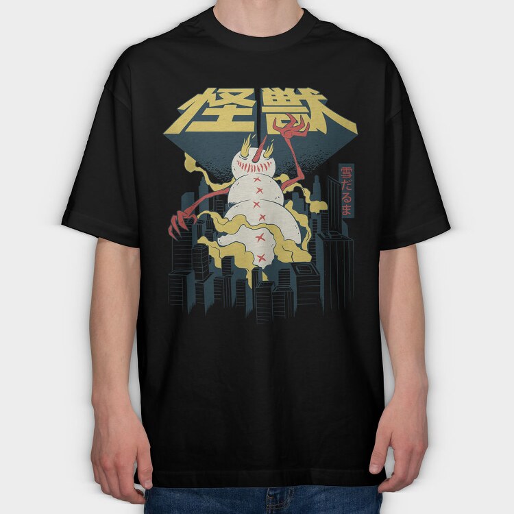 Snowman Monster Japanese Attack, Tricou Oversize Barbati (Unisex)