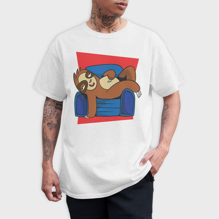 Sloth Animal In Couch, Tricou Barbati (Unisex)
