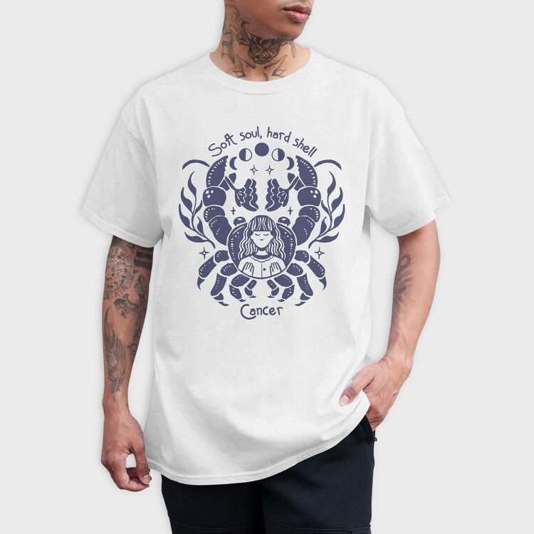 Soft Soul Hard Shell Cancer Zodiac Handmade, Tricou Barbati (Unisex)
