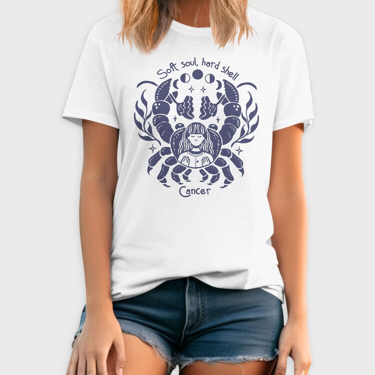 Soft Soul Hard Shell Cancer Zodiac Handmade, Tricou Barbati (Unisex)
