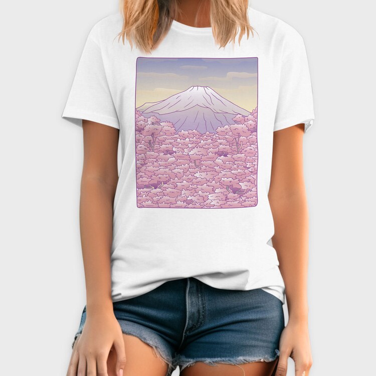 Pastel Sakura Mount Fuji, Tricou Barbati (Unisex)