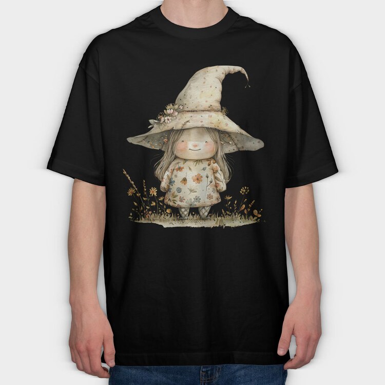 Whimsical Witch Gnome, Tricou Oversize Barbati (Unisex)