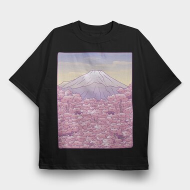 Pastel Sakura Mount Fuji, Tricou Oversize Barbati (Unisex)