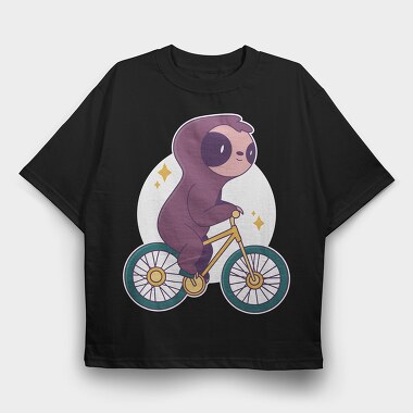 Sloth Animal Riding Bicycle Bike, Tricou Oversize Barbati (Unisex)