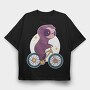 Sloth Animal Riding Bicycle Bike, Tricou Oversize Barbati (Unisex)