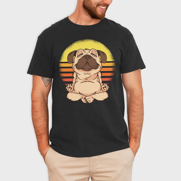 Yoga Pug 01, Tricou Barbati (Unisex)