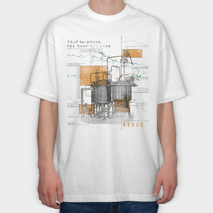 Infographics Beer Factory, Tricou Oversize Barbati (Unisex)