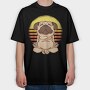 Yoga Pug 01, Tricou Oversize Barbati (Unisex)