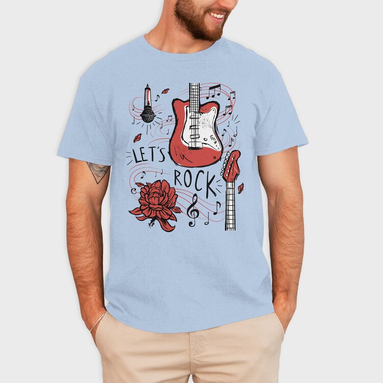 Electric Guitar Music Let S Rock, Tricou Barbati (Unisex)