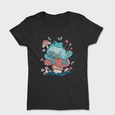 Frog In A Mushroom Cottagecore Pillow, Tricou Femei