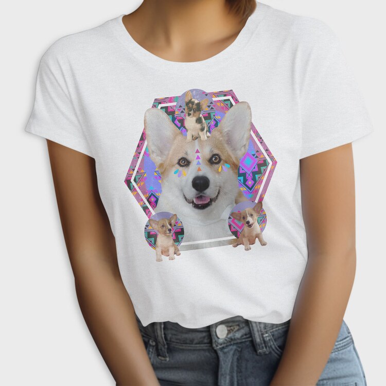 Corgi Psychedelic Collage, Tricou Femei