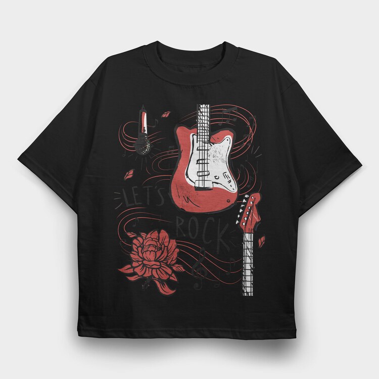 Electric Guitar Music Let S Rock, Tricou Oversize Barbati (Unisex)