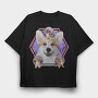 Corgi Psychedelic Collage, Tricou Oversize Barbati (Unisex)