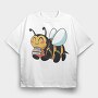 Bumblebee With Books, Tricou Oversize Barbati (Unisex)