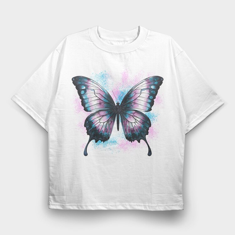 Butterfly Trans Flag, Tricou Oversize Barbati (Unisex)