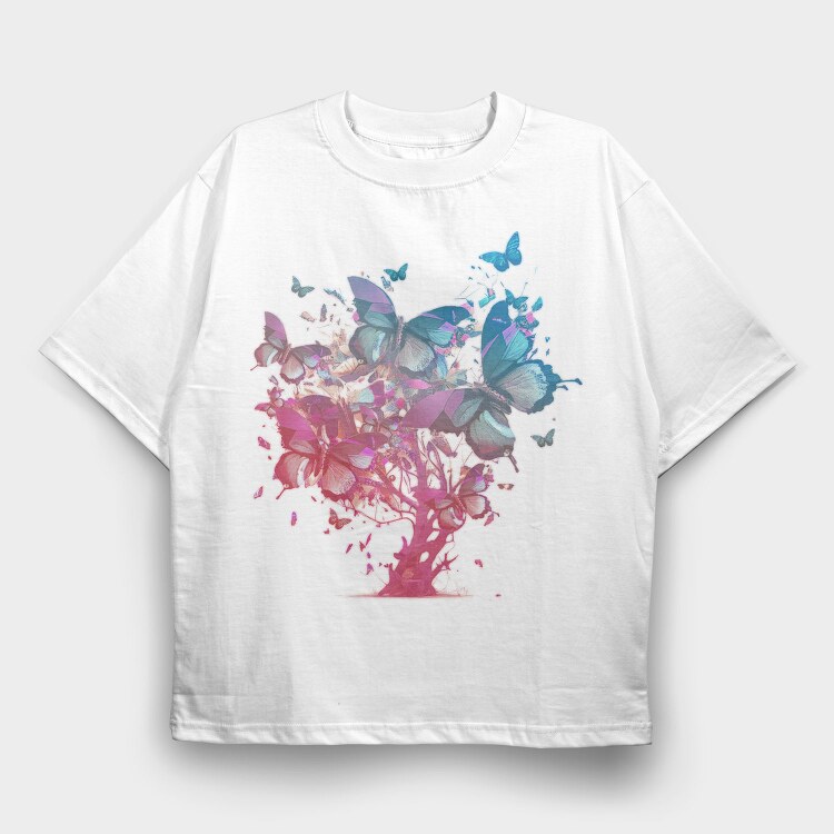 Butterfly Tree Colorful, Tricou Oversize Barbati (Unisex)