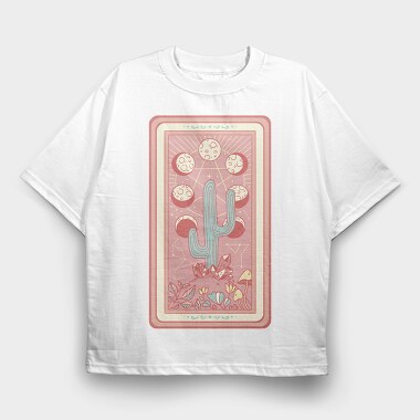 Cactus Plant Tarot Card, Tricou Oversize Barbati (Unisex)