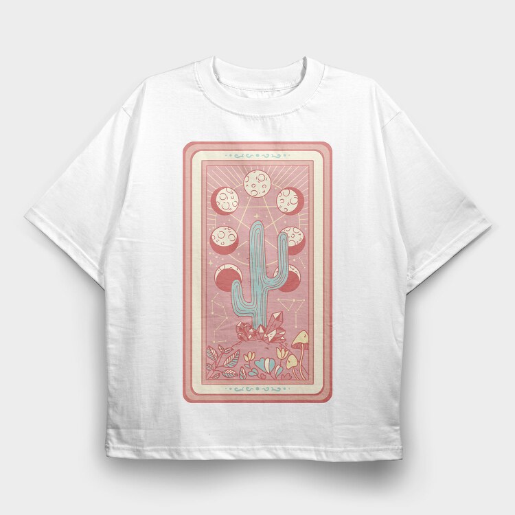 Cactus Plant Tarot Card, Tricou Oversize Barbati (Unisex)