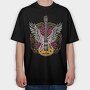 Electric Guitar With Wings And Roses, Tricou Oversize Barbati (Unisex)