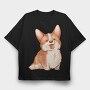 Corgi Smile, Tricou Oversize Barbati (Unisex)