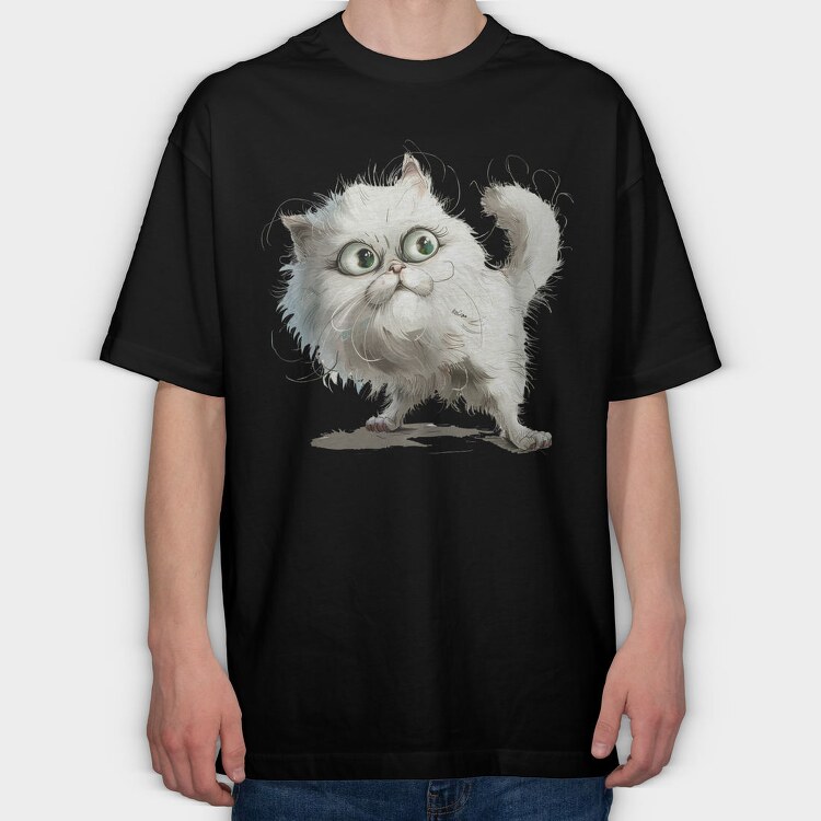 White Cat Sublimate, Tricou Oversize Barbati (Unisex)